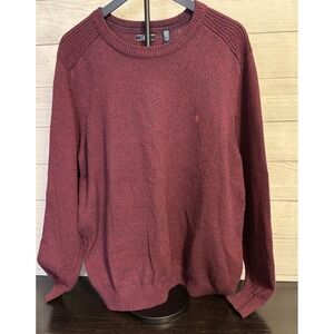 Izod Men's Burgundy Cotton Blend Sweater XL Crewneck Classic Fit